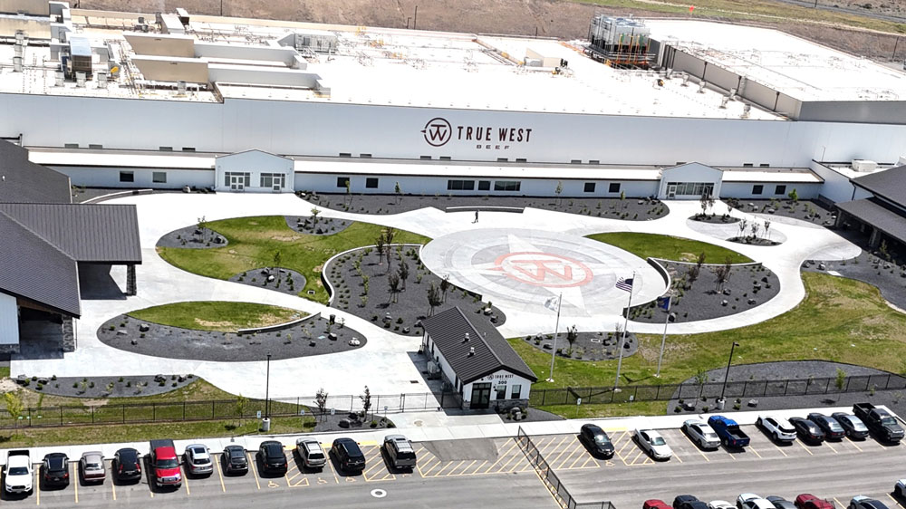 New build electrical installation at an industrial building in Idaho by Magic Valley Electric. Exterior view drone photo